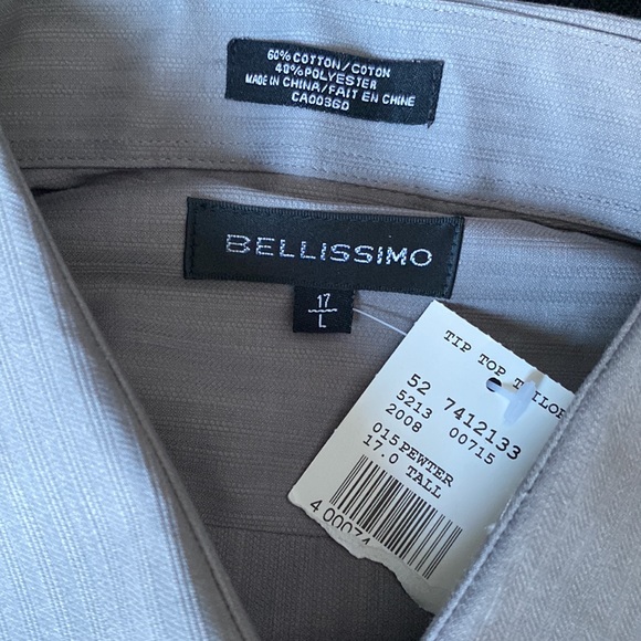 Bellissimo Men’s Pewter Dress Shirt - Picture 2 of 4